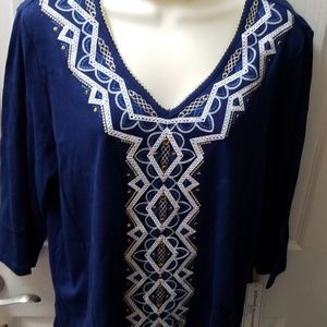 NWT Alfred Dunner embellished blue top, Petite XL